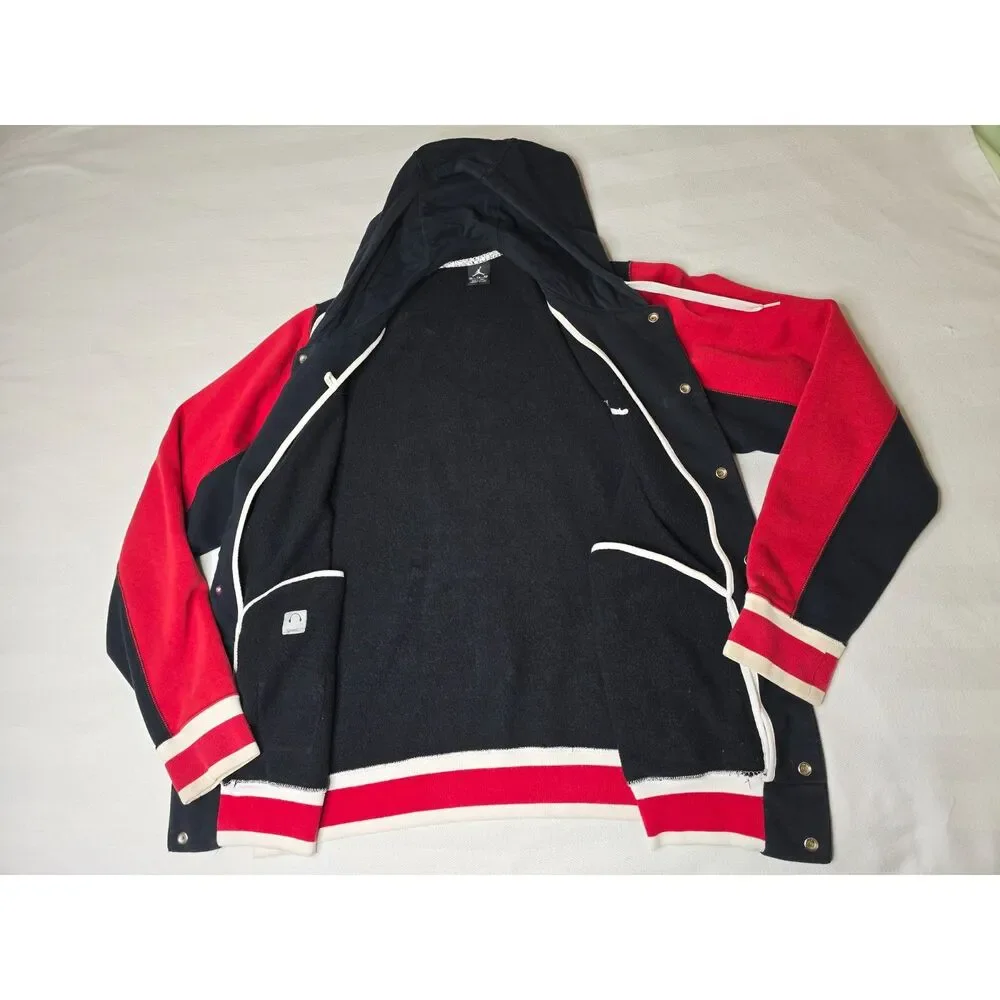 Nike Air Jordan Brand Snap Front Hoodie Jacket circa 2000's Red Black XL
